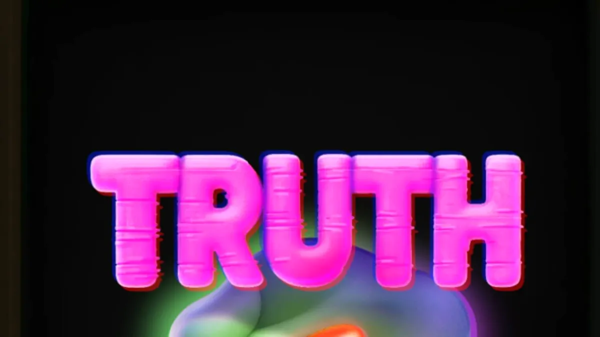 Ang retro-style na interface ng Truth slot na may temang conspiracy at bunker.